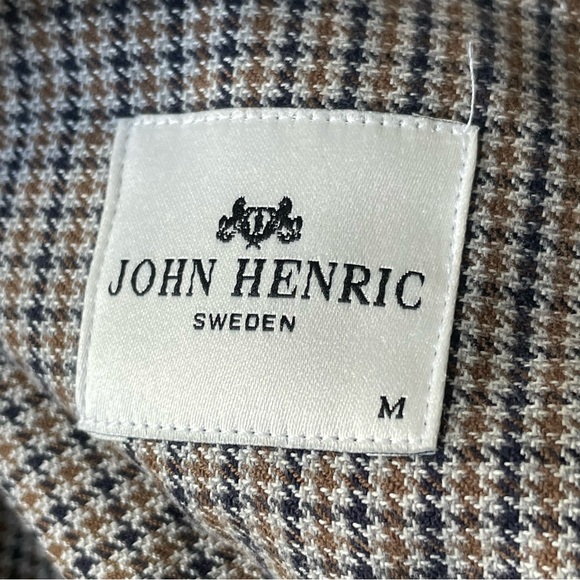 John Henric Sweden Houndstooth Check Button Down Shirt Jacket 35374 - Picture 12 of 15